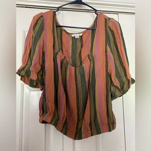 Striped Square Neck Blouse